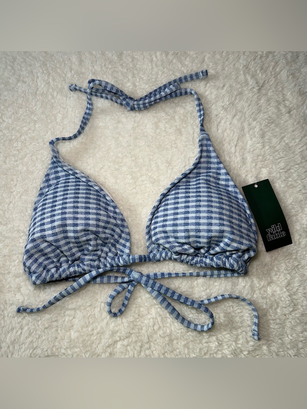Wild Fable Women’s Seaside Gingham Triangle Bikini Top Large NEW